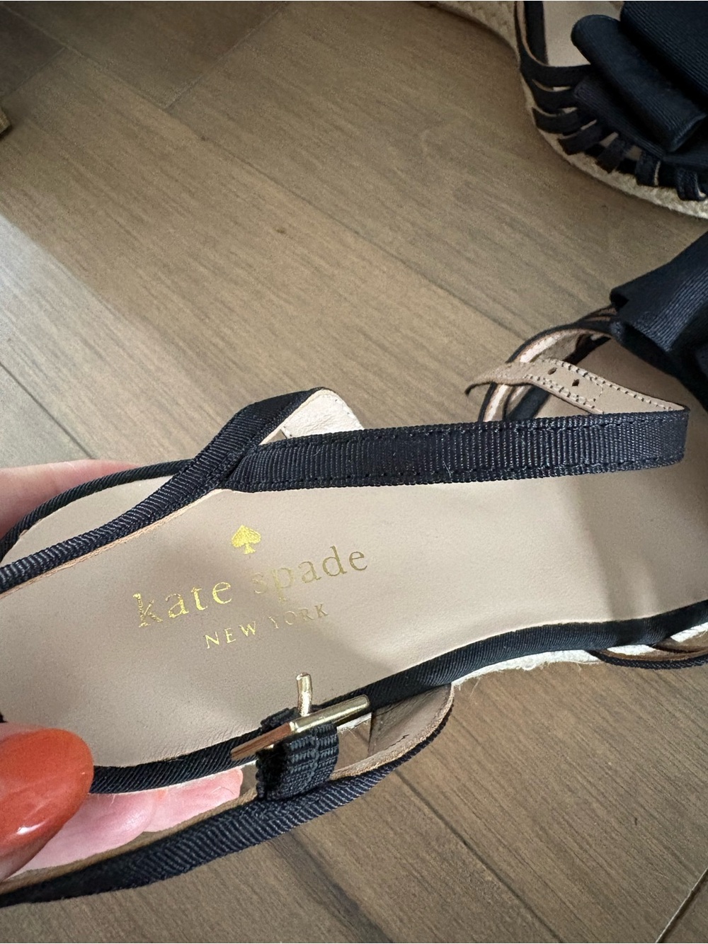 kate spade Black Bow Wedge Sandals - Picture 2 of 6